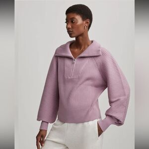 Varley Reid Half-Zip Knit Pullover in Smokey Grape sz M